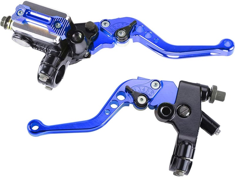 vatkan Universal Motorcycle Brake Lever 7/8" 22mm Hydraulic Brake ＆ Clutch Master Cylinder Reservoir Lever Left ＆ Right Modification Brake Clutch Lever for Harley Honda Kawasaki Suzuki Yamaha（Blue） - Image 1